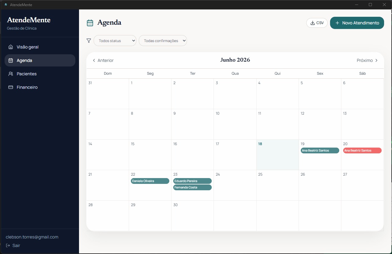 Agenda semanal do AtendeMente com agendamentos